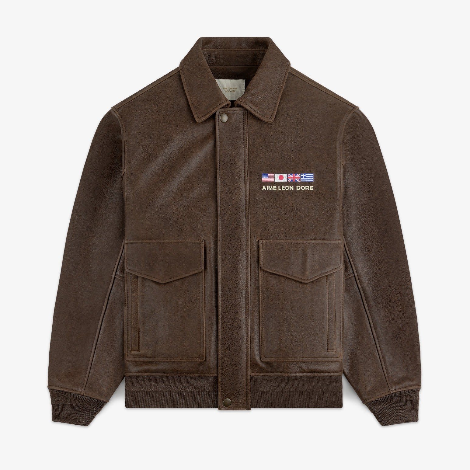 World's Borough Leather Flight Jacket