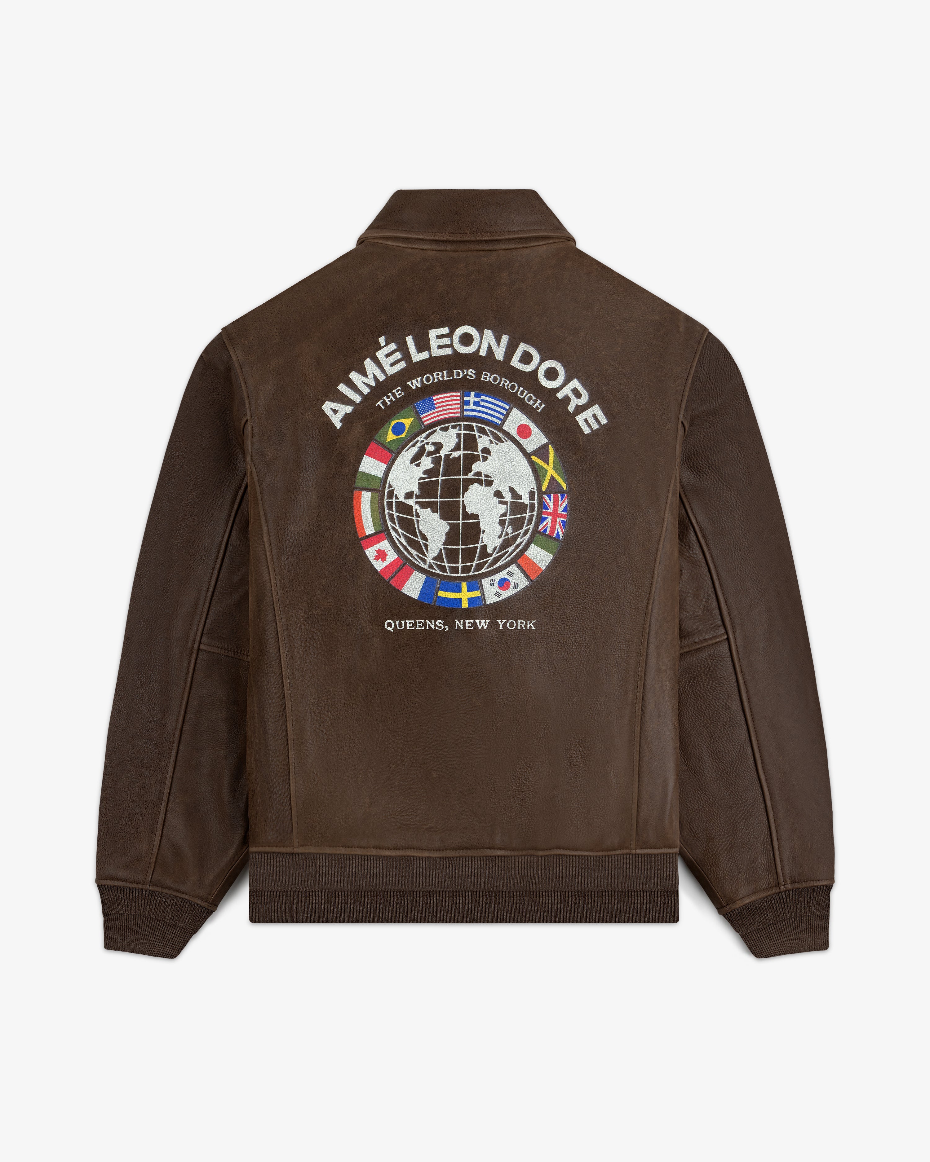World's Borough Leather Flight Jacket 4