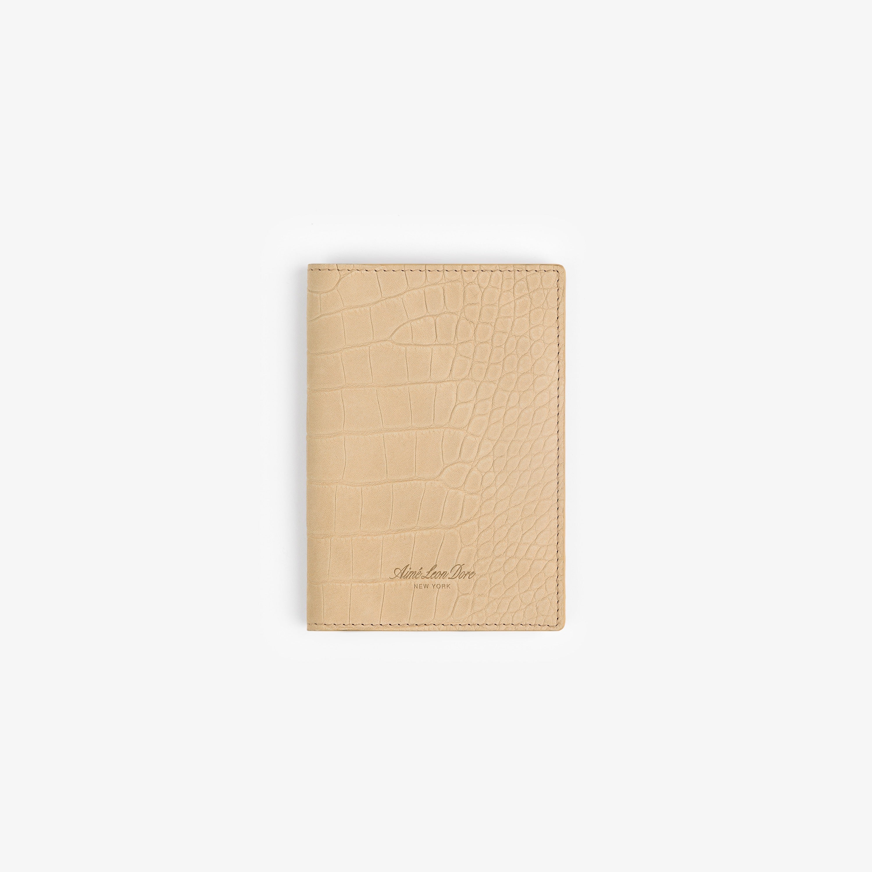 Croc-Embossed Nubuck Passport Holder