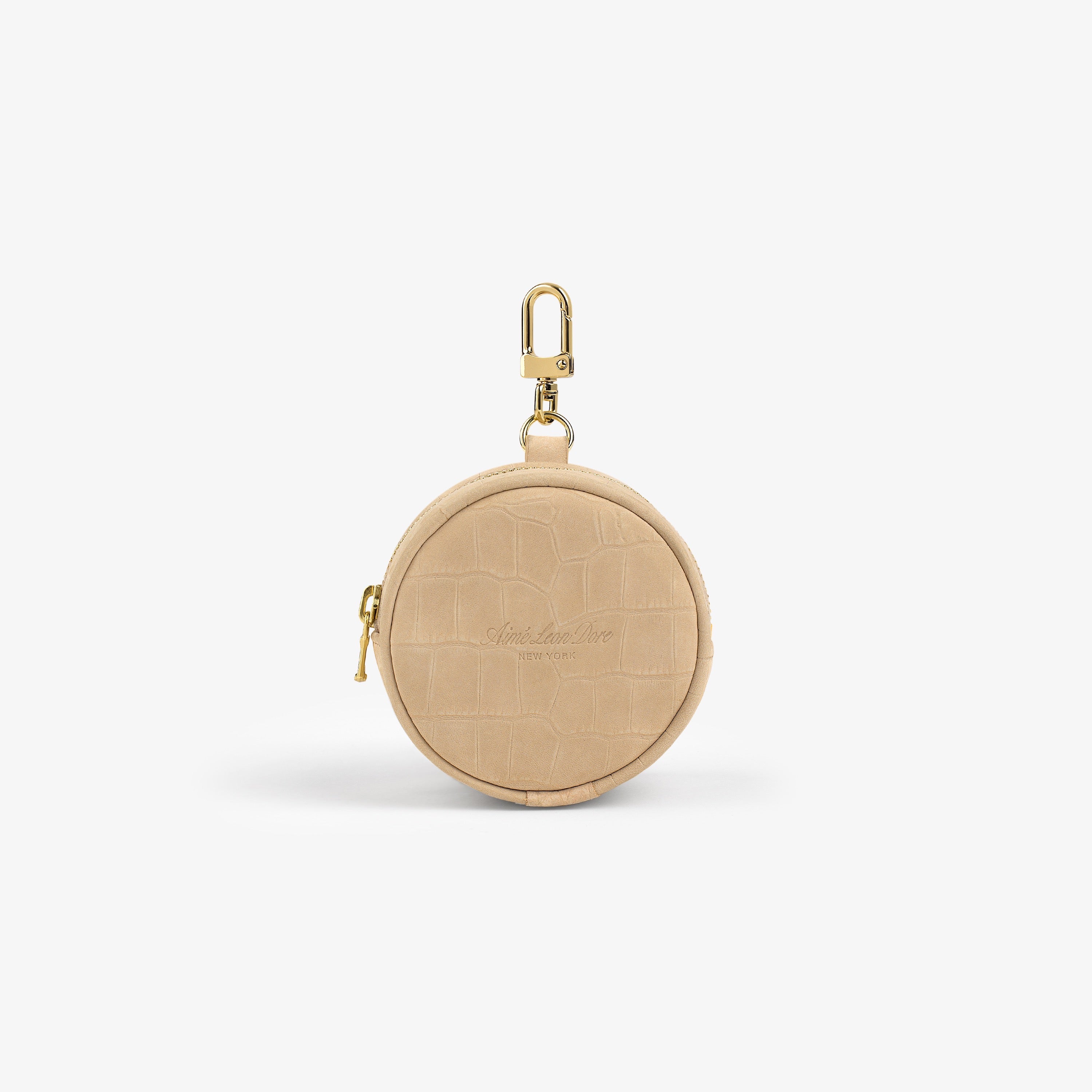 Croc-Embossed Nubuck Keychain Pouch