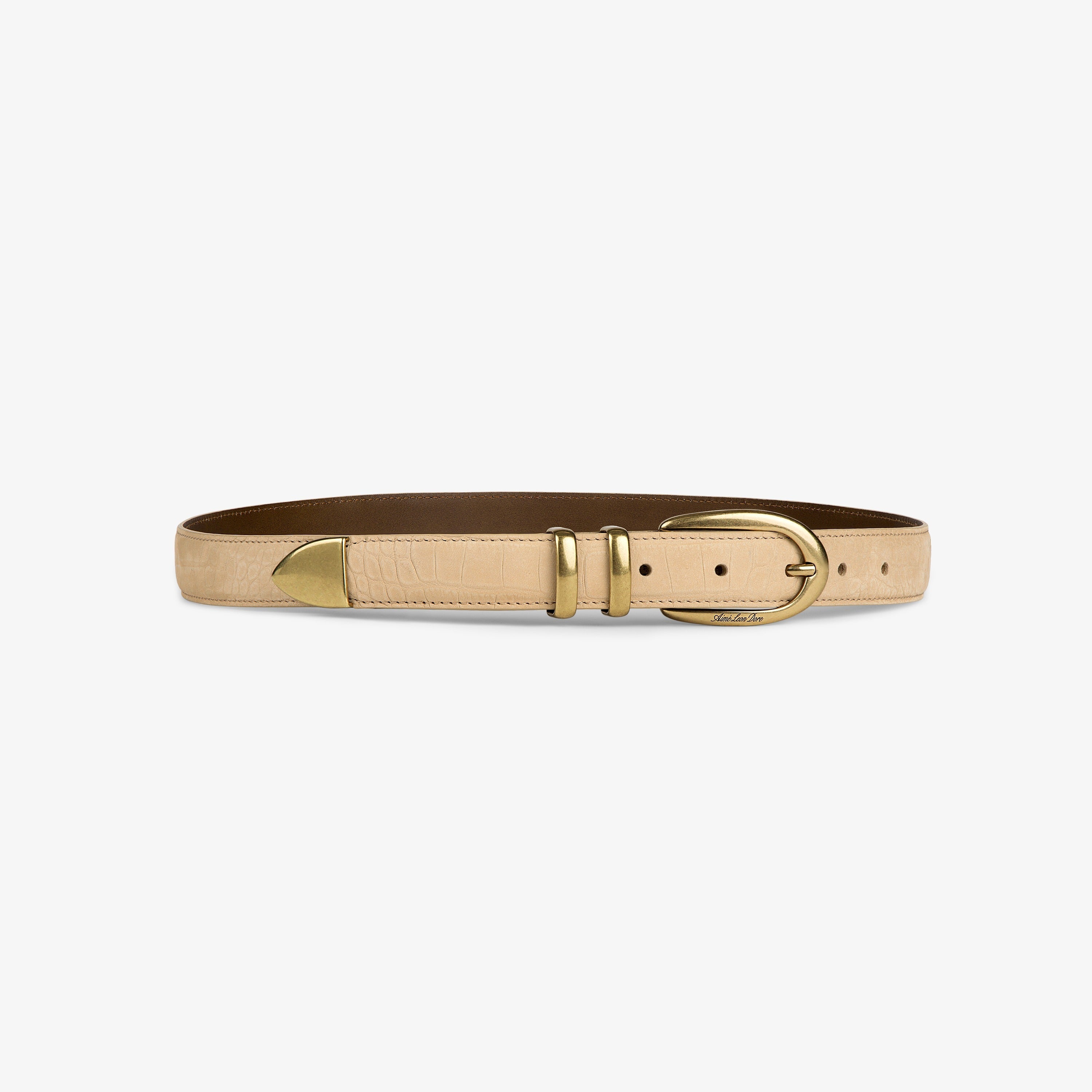 Croc-Embossed Nubuck Belt