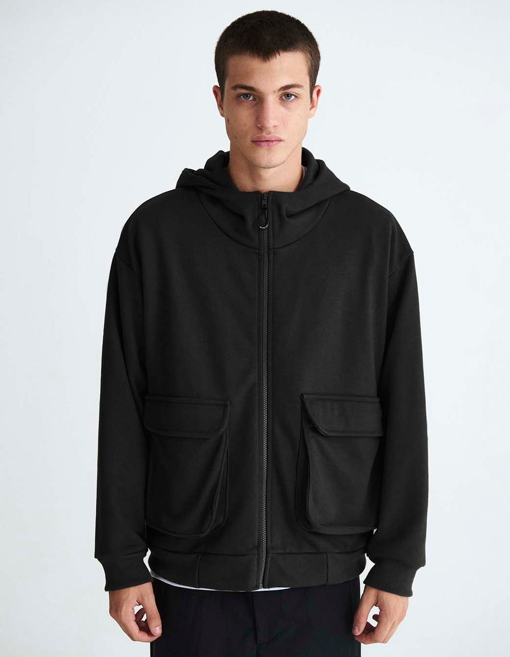 Campera Hoodie Zip Negro