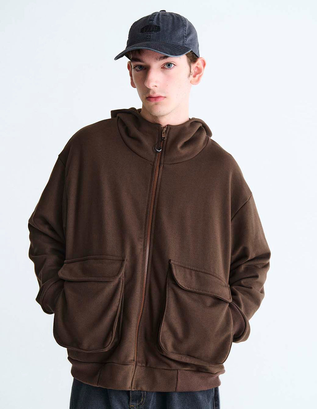 Campera Hoodie Zip Marrón