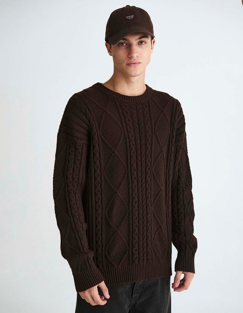 Sweater Aran Grueso Marrón